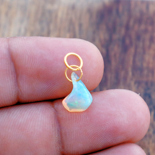 Natural Ethiopian Opal Rough Charm, 18k Solid Gold Charm, Opal Charm, Gold Charm, Charm Necklace, Charm Pendant, Handmade Gold Charm, Gold Charms Pendant, Gift For Her Charm