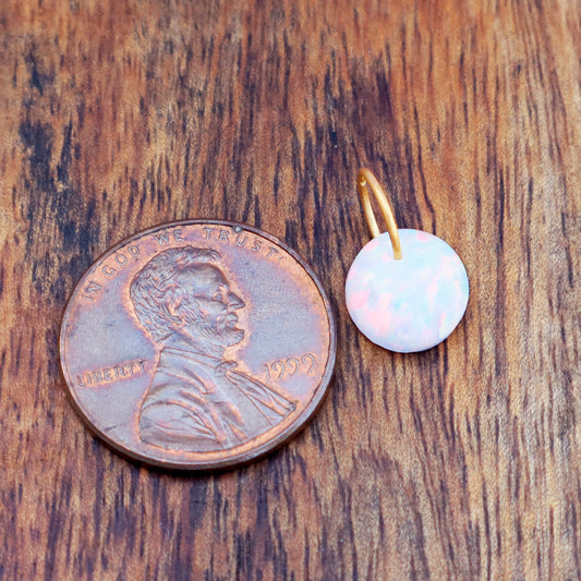 Opal Charm, 18k Solid Gold Charm, Synthetic Australian Opal Gold Charm, Gold Charm, Charm Necklace, Charm Pendant, Handmade Gold Charm, Christmas Gift Charm, Gift For Her Charm