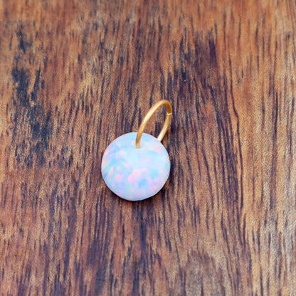Opal Charm, 18k Solid Gold Charm, Synthetic Australian Opal Gold Charm, Gold Charm, Charm Necklace, Charm Pendant, Handmade Gold Charm, Christmas Gift Charm, Gift For Her Charm