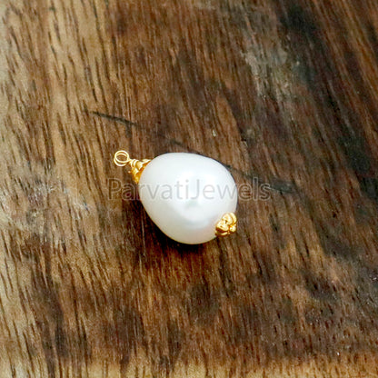 Natural Sea Pearl Charm, 18k Solid Gold Charm, Sea Pearl Gold Charm, Charm, Pearl Charm Necklace, Pearl Charm Pendant, Handmade Gold Charm