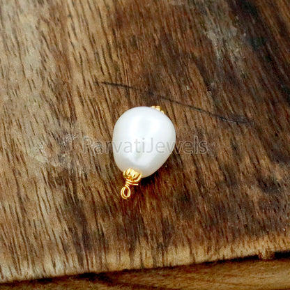 Natural Sea Pearl Charm, 18k Solid Gold Charm, Sea Pearl Gold Charm, Charm, Pearl Charm Necklace, Pearl Charm Pendant, Handmade Gold Charm