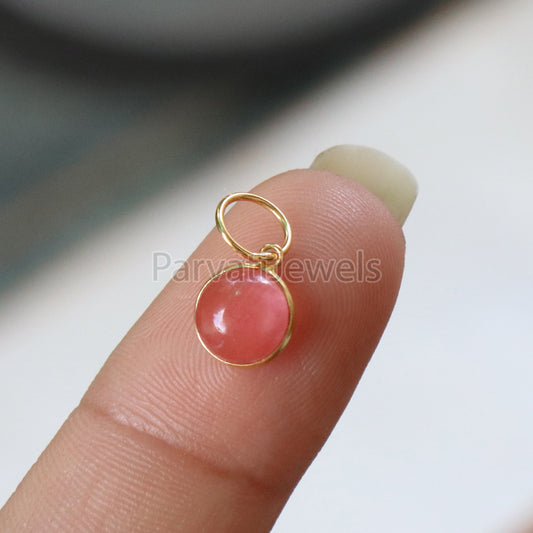 Cherry Quartz Charm, 18k Solid Gold Charm, Natural Cherry Quartz Charm, Gold Charm, Charm Pendant, Charm Necklace, Handmade Gold Charm