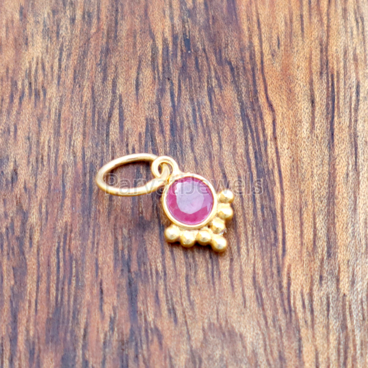Natural Ruby Charm, 18k Solid Gold Charm, Handmade Gold Charm, Designer Charm Pendant, Charms Necklace, Ruby Charm Pendant, Gift For Her Charm