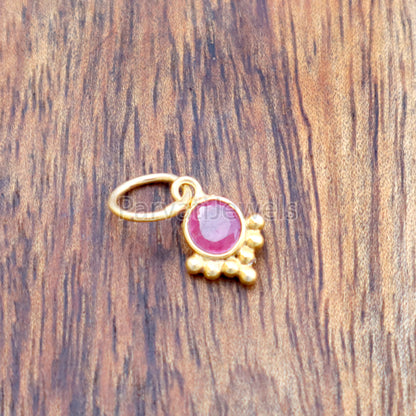Natural Ruby Charm, 18k Solid Gold Charm, Handmade Gold Charm, Designer Charm Pendant, Charms Necklace, Ruby Charm Pendant, Gift For Her Charm