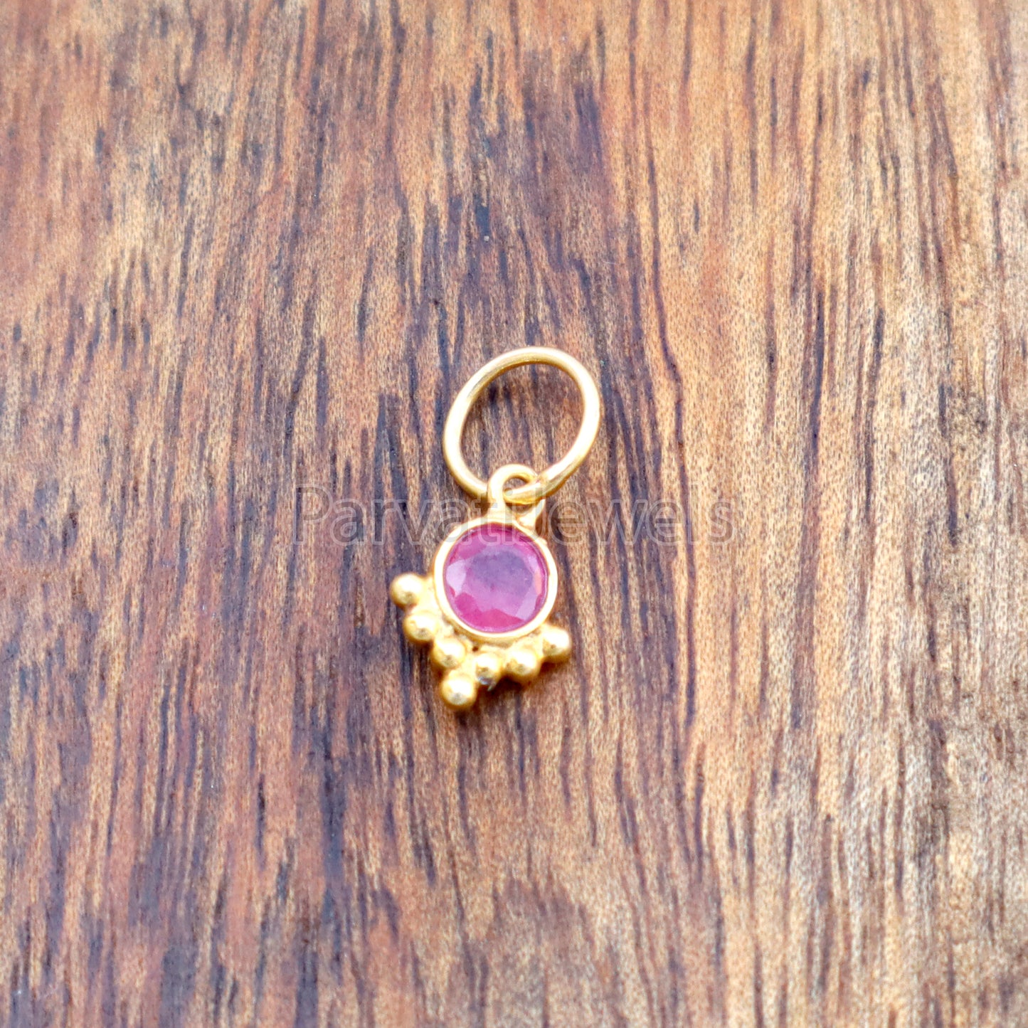 Natural Ruby Charm, 18k Solid Gold Charm, Handmade Gold Charm, Designer Charm Pendant, Charms Necklace, Ruby Charm Pendant, Gift For Her Charm