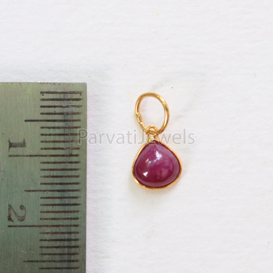 Natural Cabochon Ruby Charm, 18k Solid Gold Charm, Handmade Gold Charm, Charm Pendant, Charms Necklace, Minimalist Pendant, Natural Ruby Charms