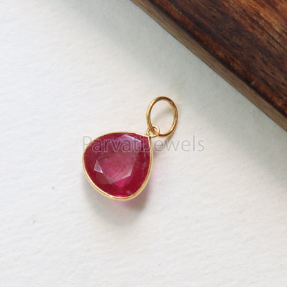 Ruby Charm, 18k Solid Gold Charm, Handmade Gold Charm, Charm Pendant, Charms Necklace, Ruby Charms, Minimalist Pendant, Natural Ruby Charms