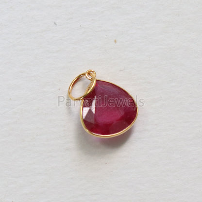 Ruby Charm, 18k Solid Gold Charm, Handmade Gold Charm, Charm Pendant, Charms Necklace, Ruby Charms, Minimalist Pendant, Natural Ruby Charms