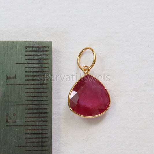 Ruby Charm, 18k Solid Gold Charm, Handmade Gold Charm, Charm Pendant, Charms Necklace, Ruby Charms, Minimalist Pendant, Natural Ruby Charms
