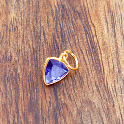 Lab Grown Tanzanite Charm, 18k Solid Gold Charm, Handmade Gold Charm, Tanzanite Dainty Charm, Minimalist Pendant, Tanzanite Charm
