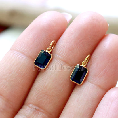 Lab Grown Tanzanite Charm, 18k Solid Gold Charm, Handmade Gold Charm, Tanzanite Dainty Charm, Minimalist Pendant, Tanzanite Charm
