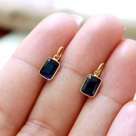 Lab Grown Tanzanite Charm, 18k Solid Gold Charm, Handmade Gold Charm, Tanzanite Dainty Charm, Minimalist Pendant, Tanzanite Charm