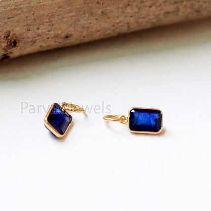 Lab Grown Tanzanite Charm, 18k Solid Gold Charm, Handmade Gold Charm, Tanzanite Dainty Charm, Minimalist Pendant, Tanzanite Charm