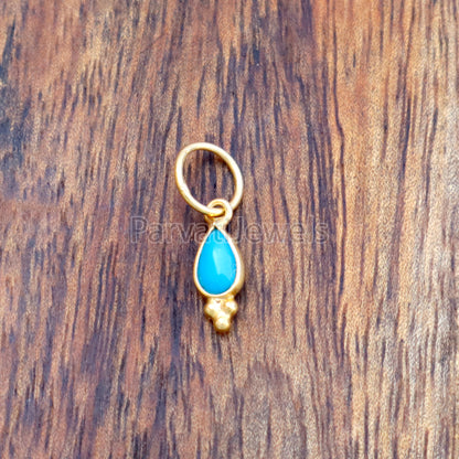 Natural Sleeping Beauty Turquoise 18K gold charm pendant, Handmade Gold Charm, Turquoise Charm, Turquoise Dainty Charm, Minimalist Pendant