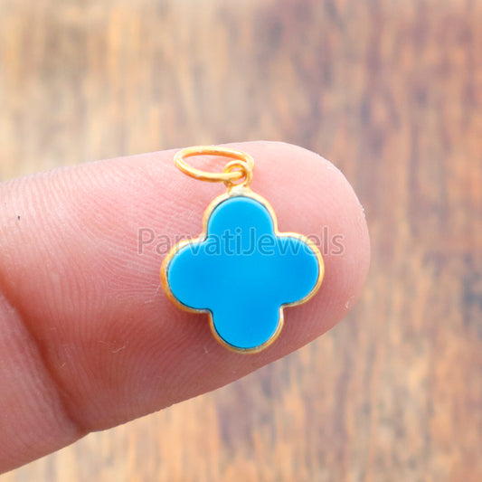 Sleeping Beauty Turquoise 18K gold charm pendant, Handmade Gold Charm, Turquoise Charm, Turquoise Dainty Charm, Minimalist Pendant,18k GOLD