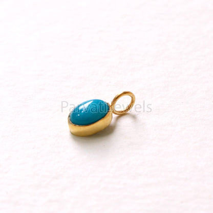 Natural Sleeping Beauty Turquoise 18K gold charm pendant, Handmade Gold Charm, Turquoise Charm, Turquoise Dainty Charm, Minimalist Pendant