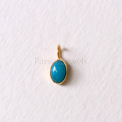 Natural Sleeping Beauty Turquoise 18K gold charm pendant, Handmade Gold Charm, Turquoise Charm, Turquoise Dainty Charm, Minimalist Pendant