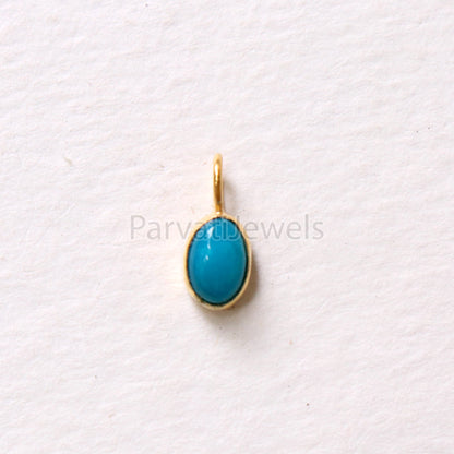 Natural Sleeping Beauty Turquoise 18K gold charm pendant, Handmade Gold Charm, Turquoise Charm, Turquoise Dainty Charm, Minimalist Pendant