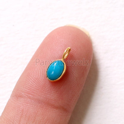 Natural Sleeping Beauty Turquoise 18K gold charm pendant, Handmade Gold Charm, Turquoise Charm, Turquoise Dainty Charm, Minimalist Pendant