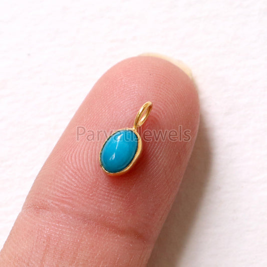 Natural Sleeping Beauty Turquoise 18K gold charm pendant, Handmade Gold Charm, Turquoise Charm, Turquoise Dainty Charm, Minimalist Pendant