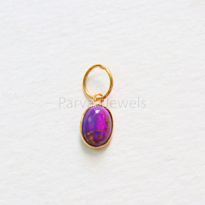Purple Copper Turquoise Charm, 18K gold charm pendant, Handmade Gold Charm, Turquoise Charm, Turquoise Dainty Charm, Minimalist Pendant