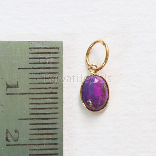 Purple Copper Turquoise Charm, 18K gold charm pendant, Handmade Gold Charm, Turquoise Charm, Turquoise Dainty Charm, Minimalist Pendant