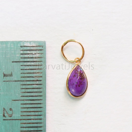 Purple Copper Turquoise Charm, 18K gold charm pendant, Handmade Gold Charm, Turquoise Charm, Turquoise Dainty Charm, Minimalist Pendant