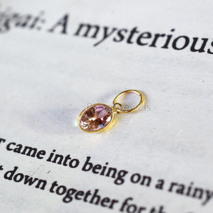 Beautiful Peach Tourmaline Charm, 18k Solid Gold Charm, Gold Charm, Charm Pendant, Natural Peach Tourmaline Charm, Charm Necklace Jewelry