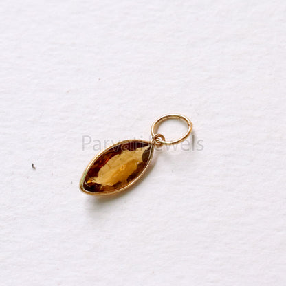 Golden Tourmaline Charm, 18k Solid Gold Charm, Minmalist charm, Handmade charm, Gold Charm, Faceted Tourmaline Charm , Handmade Gold Charm