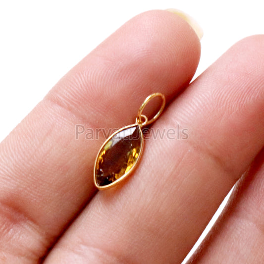 Golden Tourmaline Charm, 18k Solid Gold Charm, Minmalist charm, Handmade charm, Gold Charm, Faceted Tourmaline Charm , Handmade Gold Charm