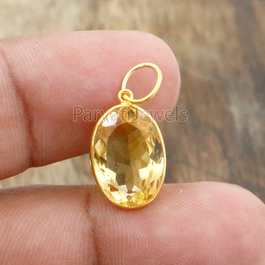 Citrine Charm, 18k Solid Gold Charm, Natural Citrine Charm, Gold Charm, Charm Pendant, Charm Necklace, Handmade Gold Charm