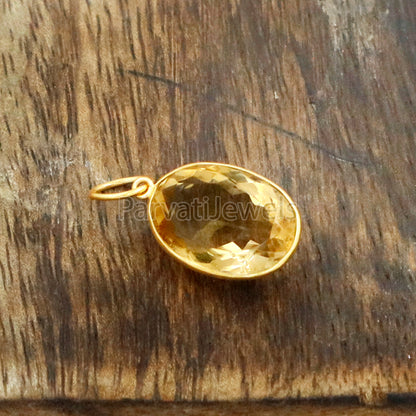 Citrine Charm, 18k Solid Gold Charm, Natural Citrine Charm, Gold Charm, Charm Pendant, Charm Necklace, Handmade Gold Charm