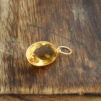 Citrine Charm, 18k Solid Gold Charm, Natural Citrine Charm, Gold Charm, Charm Pendant, Charm Necklace, Handmade Gold Charm