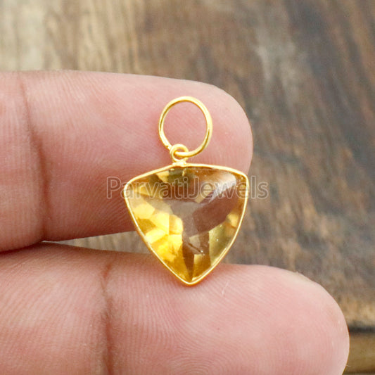 Citrine Charm, 18k Solid Gold Charm, Natural Citrine Charm, Gold Charm, Charm Pendant, Charm Necklace, Handmade Gold Charm
