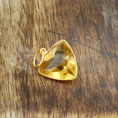 Citrine Charm, 18k Solid Gold Charm, Natural Citrine Charm, Gold Charm, Charm Pendant, Charm Necklace, Handmade Gold Charm