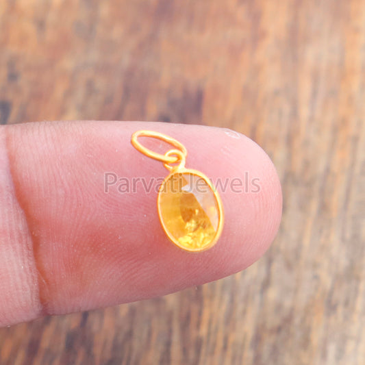 Yellow Sapphire Charm, 18k Solid Gold Charm, Natural Sapphire Charm, Gold Charm, Charm Pendant, Charm Necklace, Handmade Gold Charm