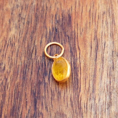 Yellow Sapphire Charm, 18k Solid Gold Charm, Natural Sapphire Charm, Gold Charm, Charm Pendant, Charm Necklace, Handmade Gold Charm