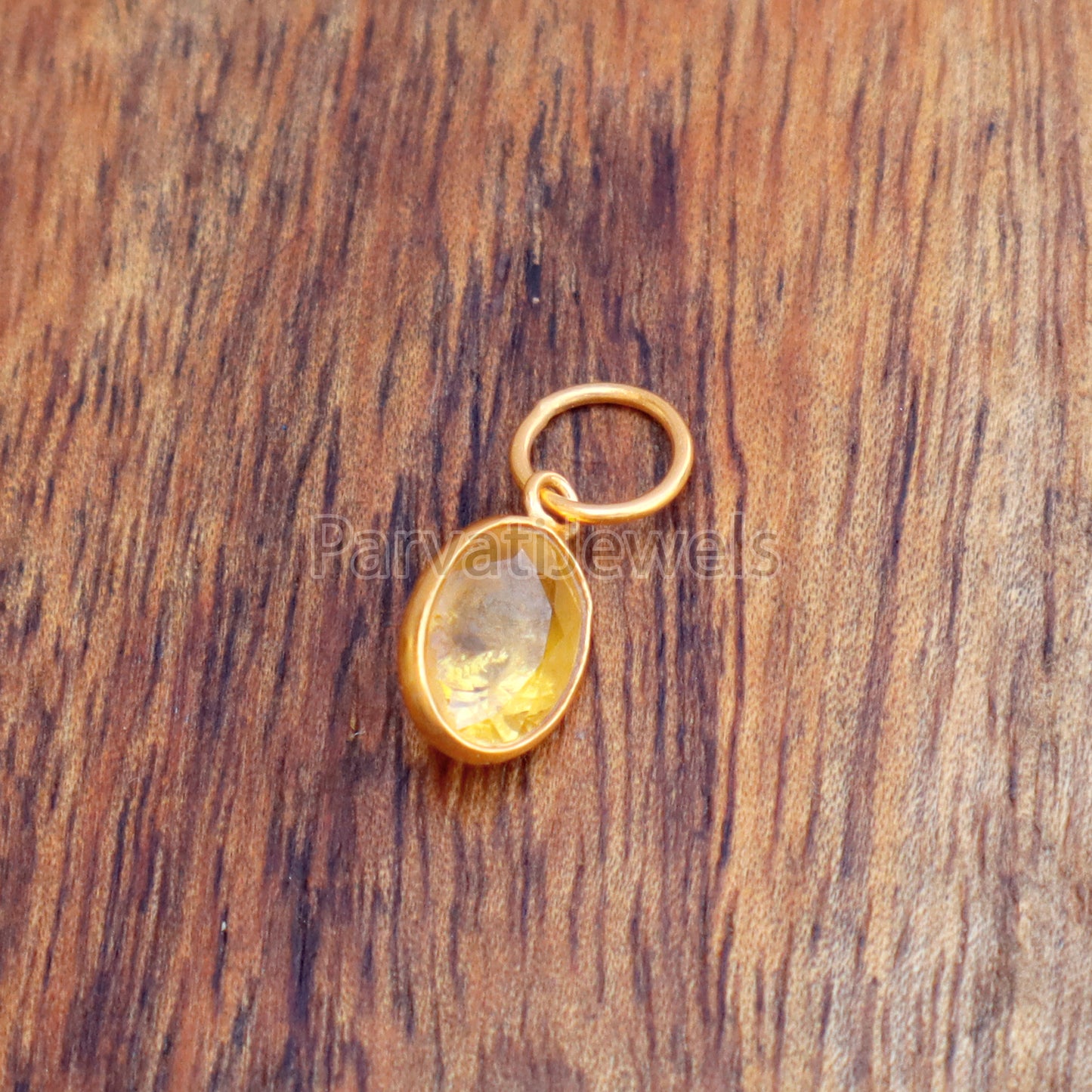 Yellow Sapphire Charm, 18k Solid Gold Charm, Natural Sapphire Charm, Gold Charm, Charm Pendant, Charm Necklace, Handmade Gold Charm