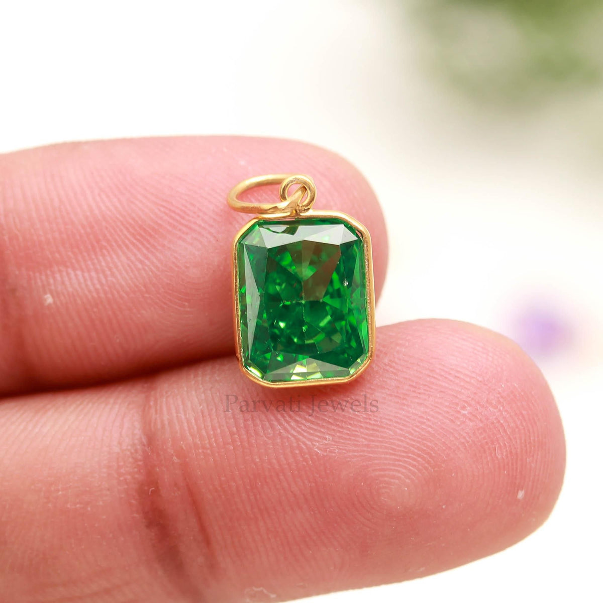 Multicolor Ice Crush  Stone Pendant, 18KT Solid Gold Charm, Unique Fine Jewelry Gift