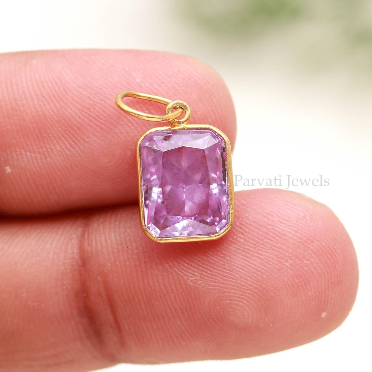 Multicolor Ice Crush  Stone Pendant, 18KT Solid Gold Charm, Unique Fine Jewelry Gift