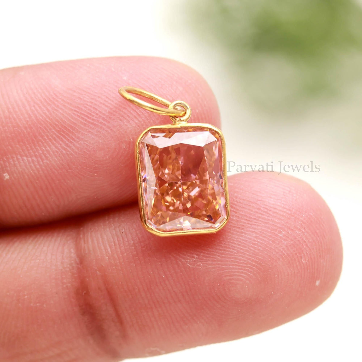 Multicolor Ice Crush  Stone Pendant, 18KT Solid Gold Charm, Unique Fine Jewelry Gift