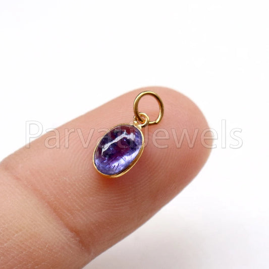 Natural Tanzanite Charm, 18k Solid Gold Charm, Handmade Gold Charm, Charm Pendant, Charms Necklace, Tanzanite Charms, Minimalist Pendant