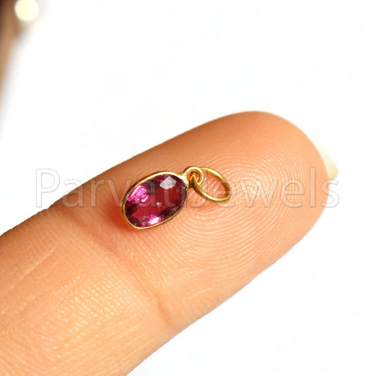Pink Tourmaline Charm, 18k Solid Gold Charm, Deep Pink Tourmaline Charm, Gold Charm, Faceted Tourmaline Charm , Handmade Gold Charm