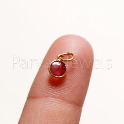 Chekker Cut Pink Tourmaline Charm, 18k Solid Gold Charm, Pink Tourmaline Charm, Gold Charm, Faceted Tourmaline Charm , Handmade Gold Charm