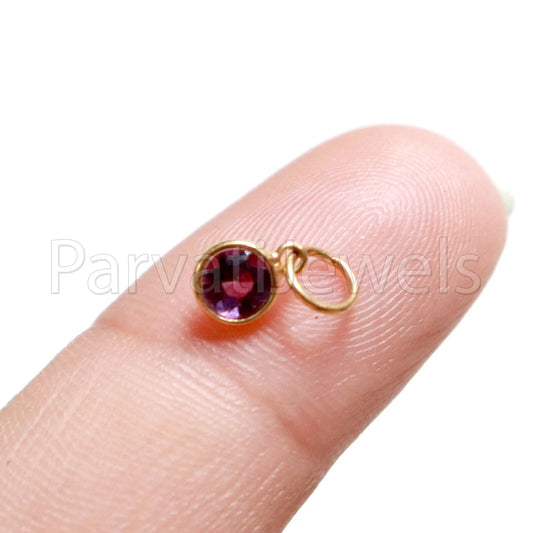 Checker Cut Amethyst Charm, 18k Solid Gold Charm, Purple Amethyst Charm, Gold Charm, Faceted Amethyst Charm , Handmade Gold Charm,