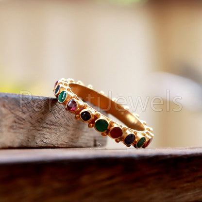 Ruby, Emerald & Sapphire Eternity Band Ring, 18k Solid Gold Ring, Handmade Eternity Gold Ring, Multi Stone Engagement Ring, Wedding Ring