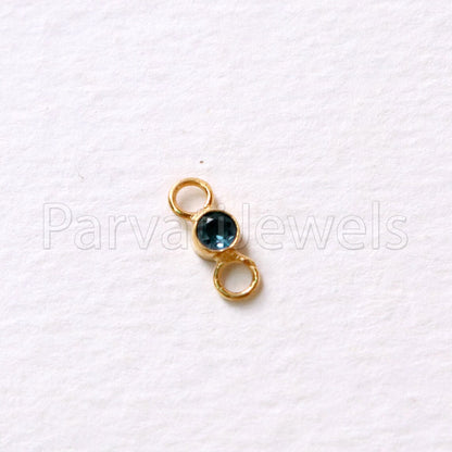 London Blue Topaz Connector, 18k Solid Gold Connector, Natural London Blue Topaz Connector, Gold Connector, Connector, Jewelry Connector