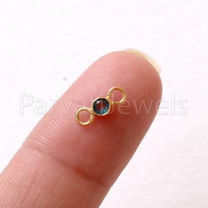 London Blue Topaz Connector, 18k Solid Gold Connector, Natural London Blue Topaz Connector, Gold Connector, Connector, Jewelry Connector