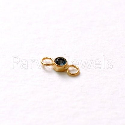 London Blue Topaz Connector, 18k Solid Gold Connector, Natural London Blue Topaz Connector, Gold Connector, Connector, Jewelry Connector