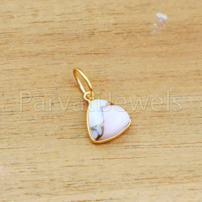Pink Dahlia Turquoise Charm, 18K gold charm pendant, Handmade Charm, Pink Dahlia Turquoise Charm, Turquoise Dainty Charm, Minimalist Pendant